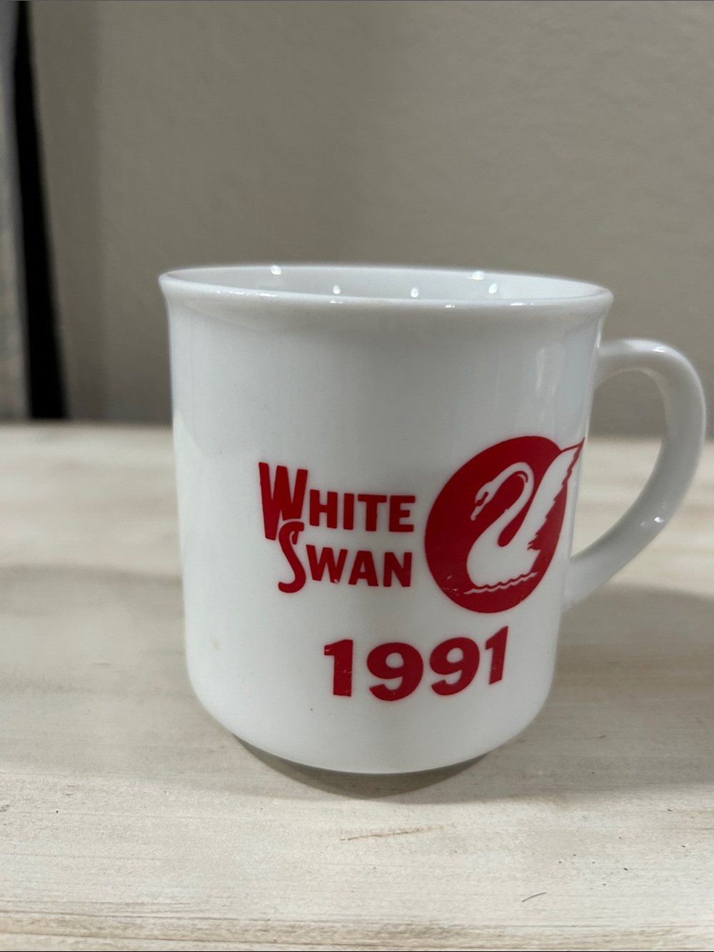White Swan-Vintage Promotional Coffee Mug Featuring White Swan Logo